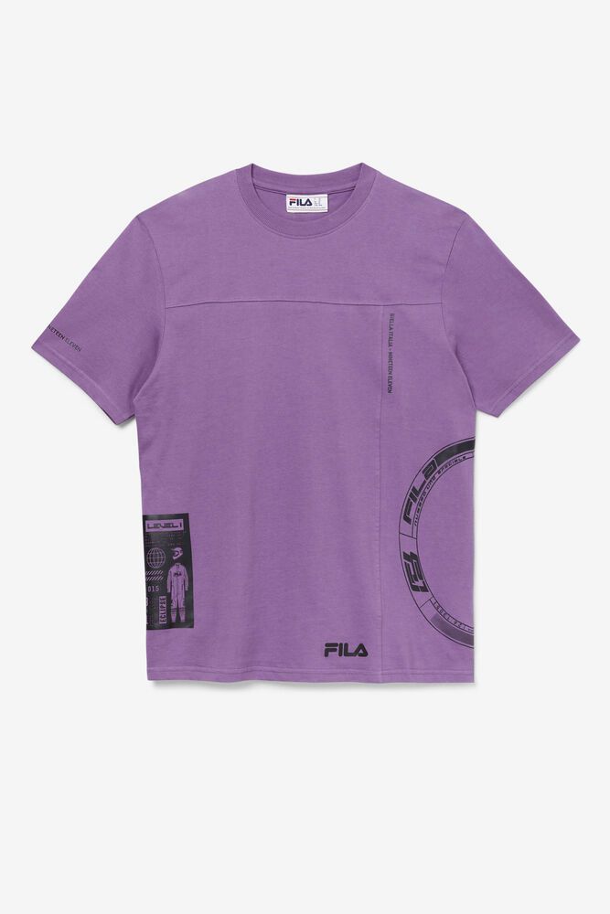 Fila T-Shirt Mens Purple - Deltalife Graphic - Philippines 9723051-FI